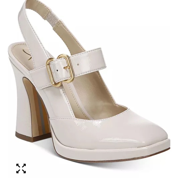 SAM EDELMAN JILDIE MARY JANE SLINGBACK SQUARE TOE PLATFORM PUMPS SIZE 11 NUDE - Picture 1 of 11